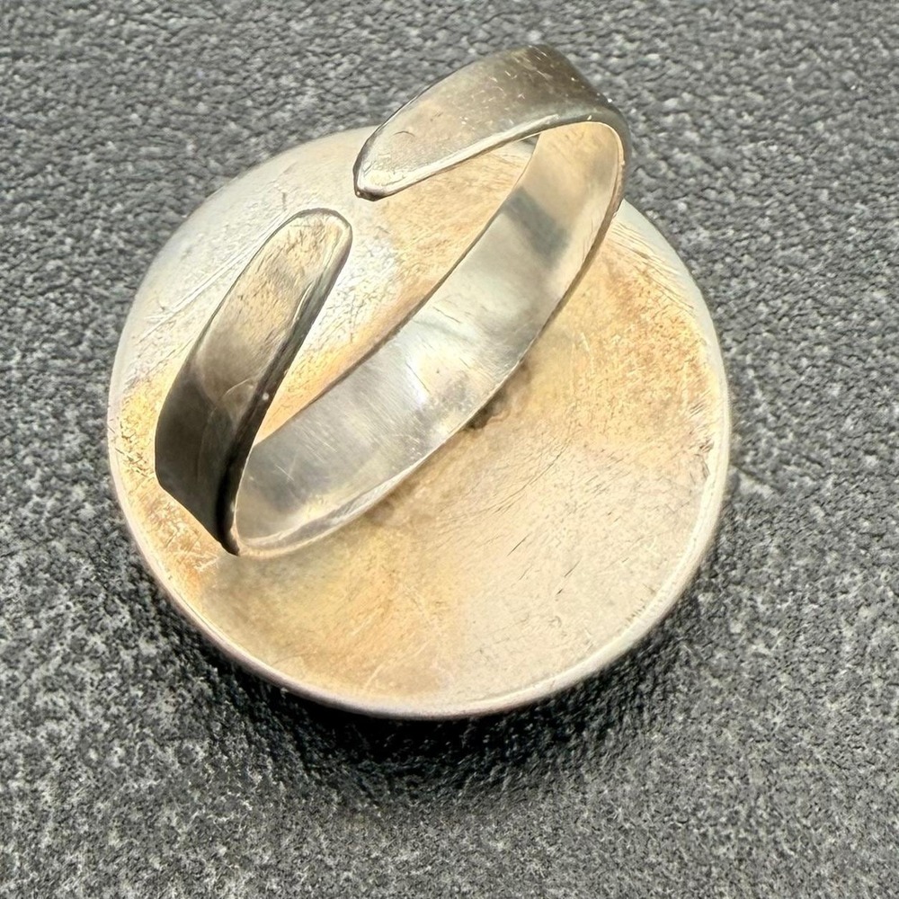 Mid Century Studio Silver‎ Hand Painted Porcelain Statement Ring - Picture 9 of 10